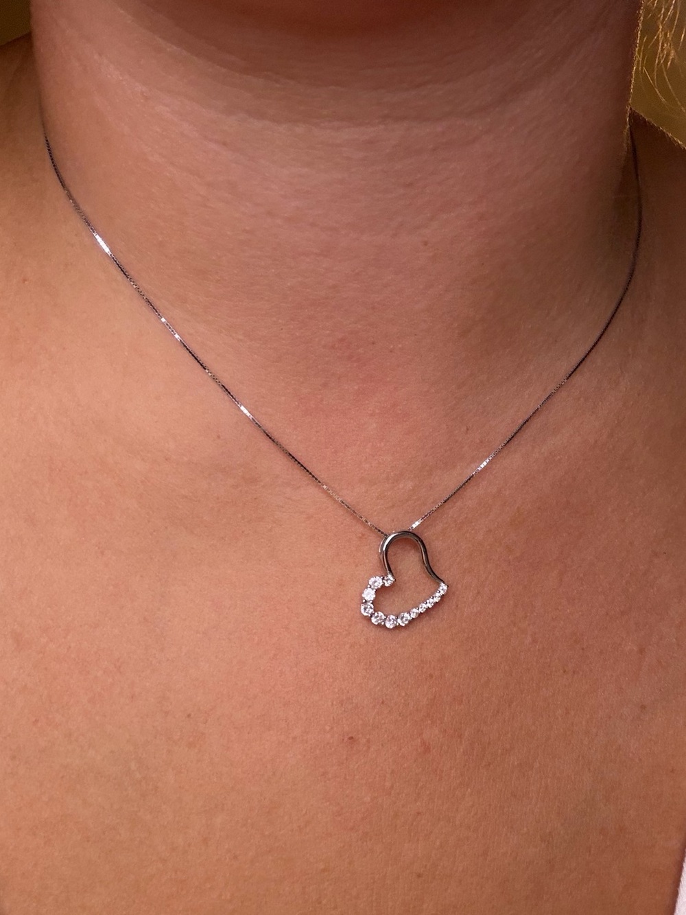 14K Gold Diamond Heart Pendant Necklace 16.5” – Marked 14K H